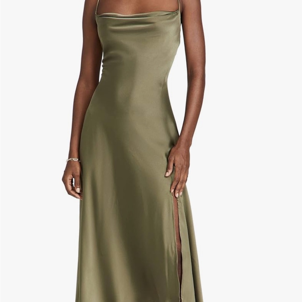 ASTR the Label Sage Green Satin Dress